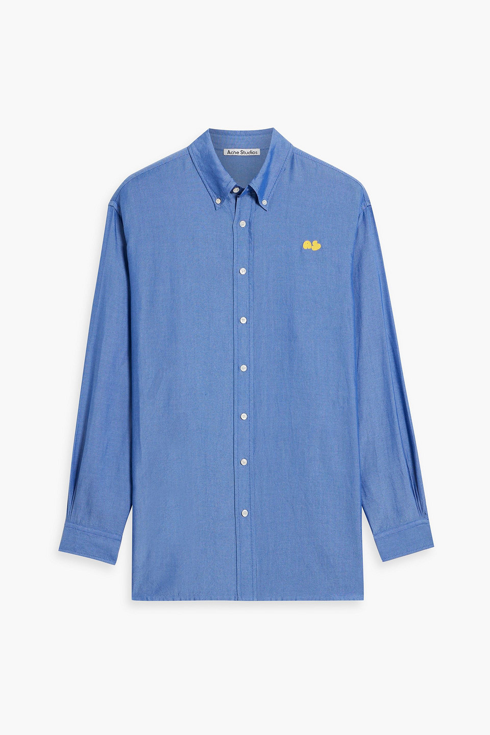 acne studios - embroidered lyocell shirt - blue - it 48