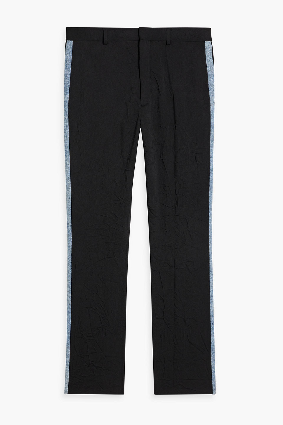 Acne Studios Denim-trimmed Crinkled-twill Pants In Black