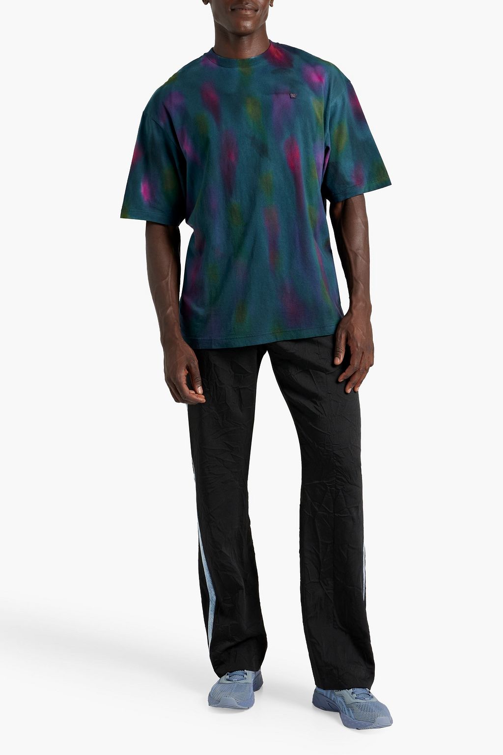 ACNE STUDIOS Denim-trimmed crinkled-twill pants
