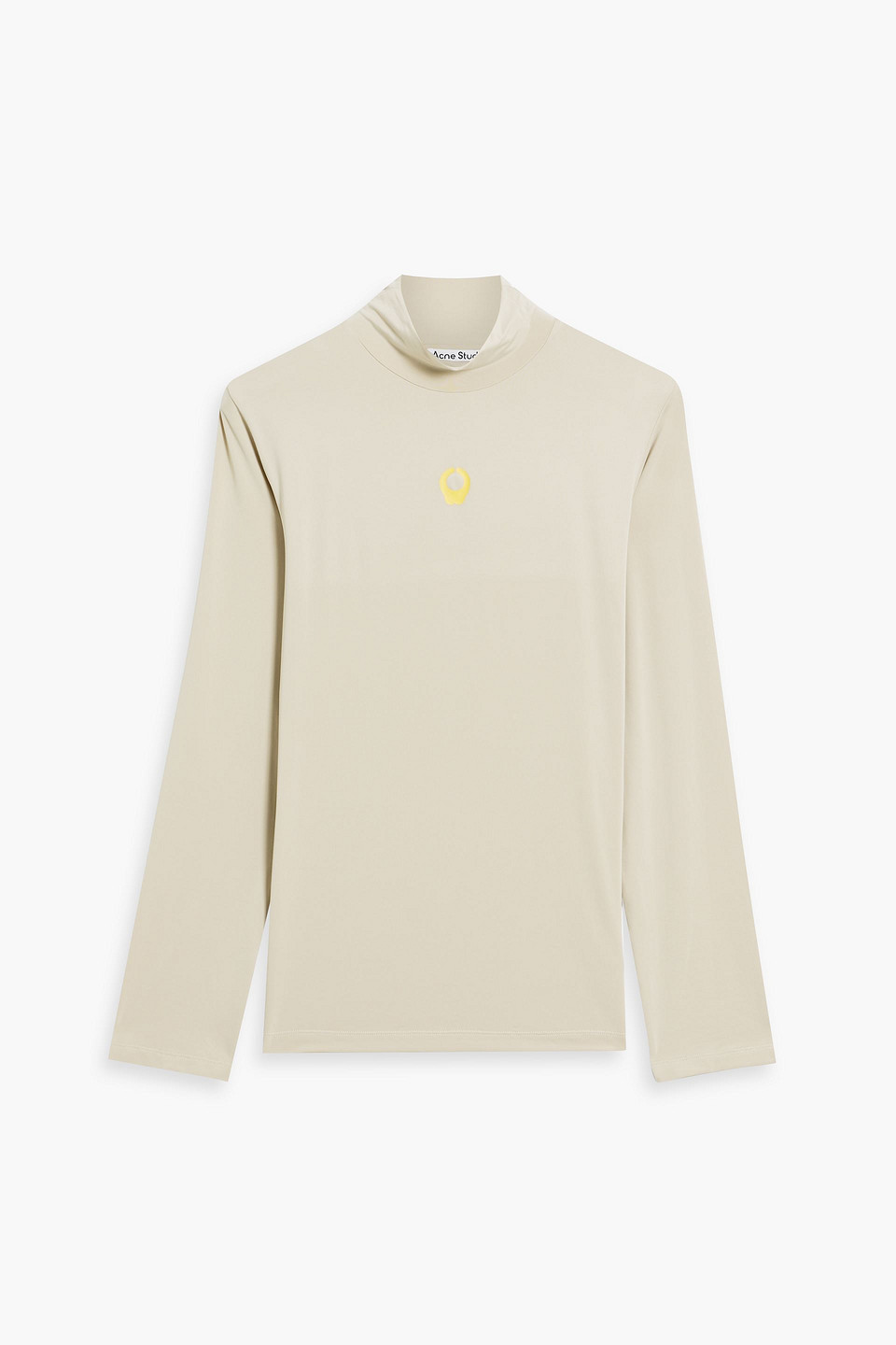 Acne Studios Printed Jersey Turtleneck Top In Light Green