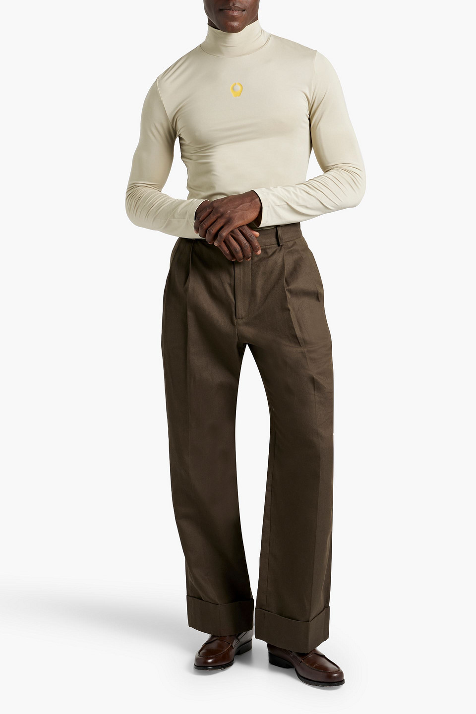 Acne Studios Printed Jersey Turtleneck Top In Light Green