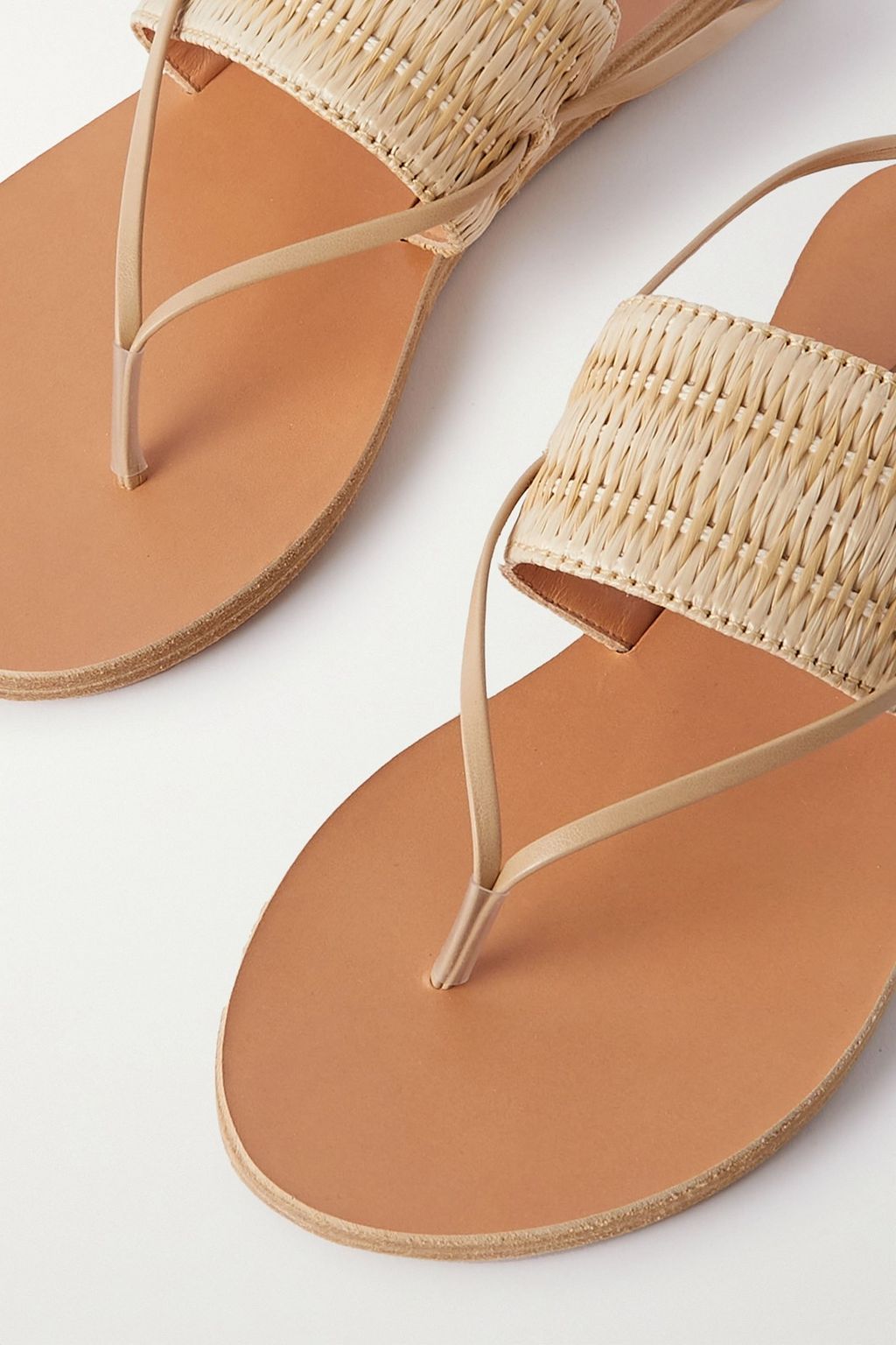 ANCIENT GREEK SANDALS صندل Aratro من نسيج النخيل بحواف من الجلد