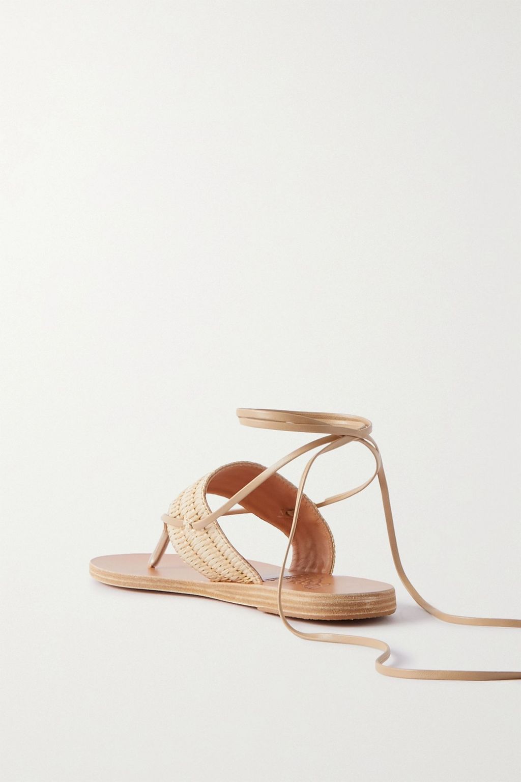 ANCIENT GREEK SANDALS صندل Aratro من نسيج النخيل بحواف من الجلد