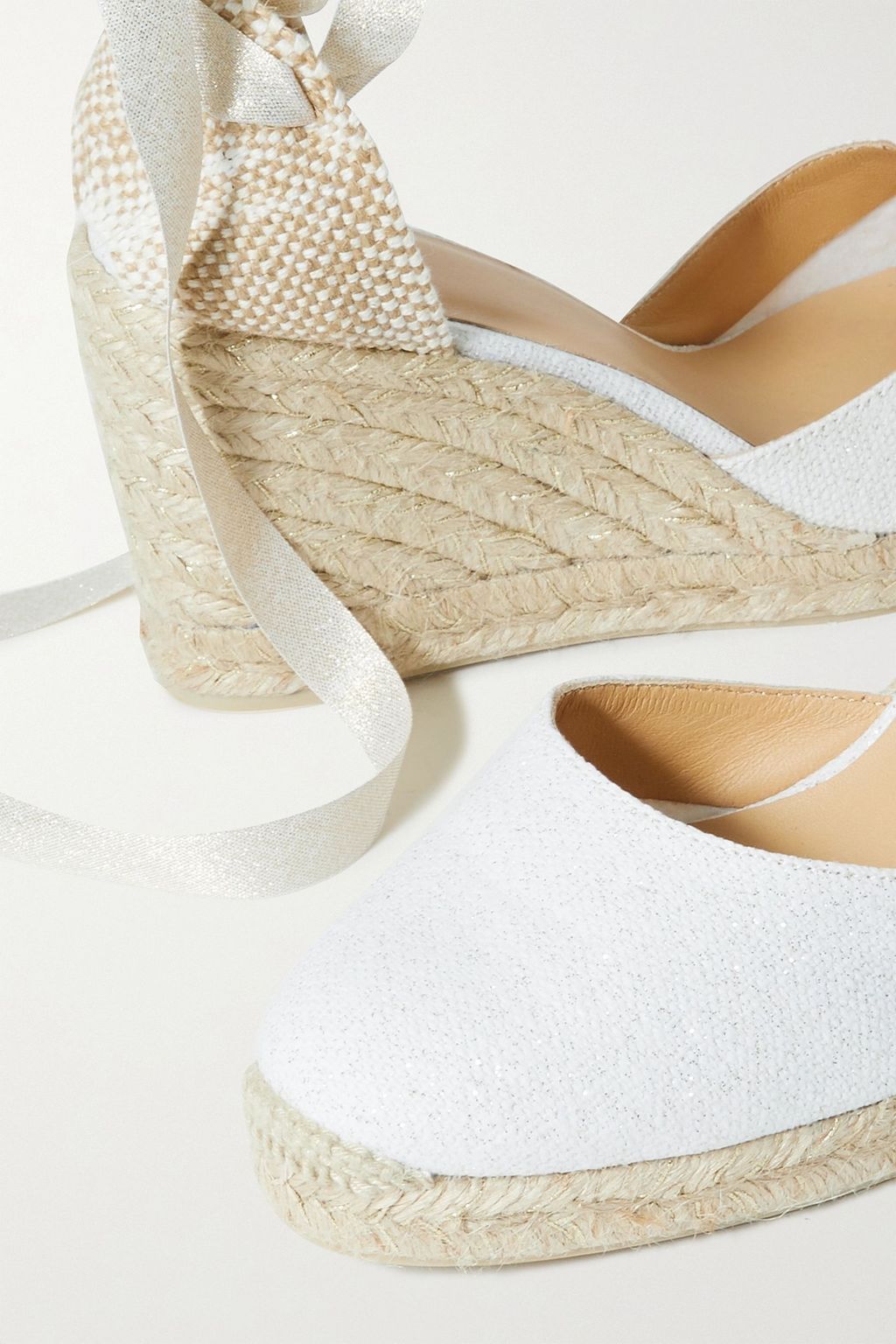 CASTAÑER Carina 80 metallic canvas wedge espadrilles