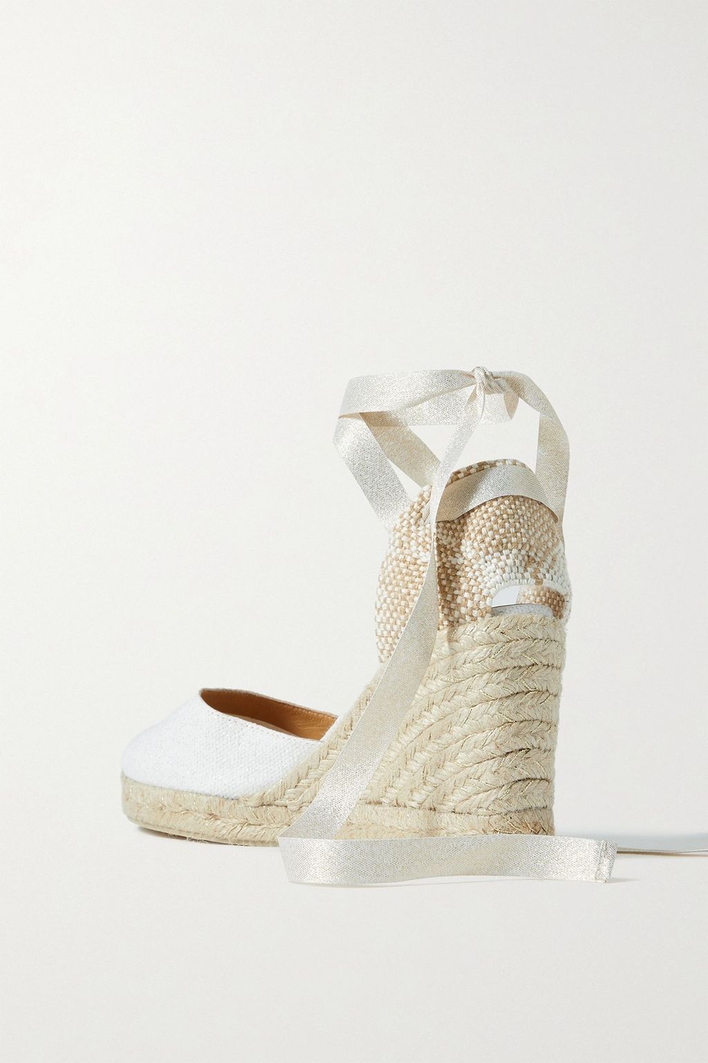 CASTAÑER Carina 80 metallic canvas wedge espadrilles