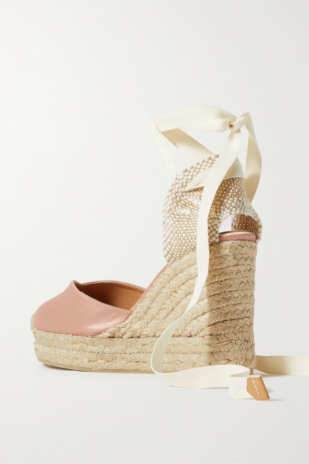 CASTAÑER Chiara 80 satin and canvas wedge espadrilles