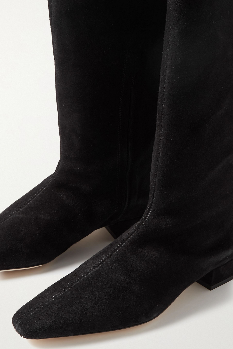 Staud Olga Suede Knee Boots In Black