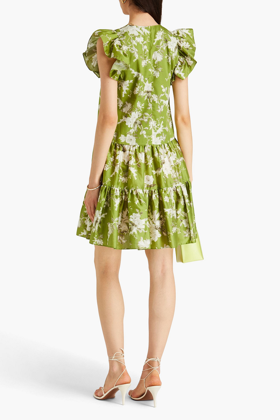ERDEM DALIA TIERED FLORAL-PRINT COTTON-POPLIN MINI DRESS 