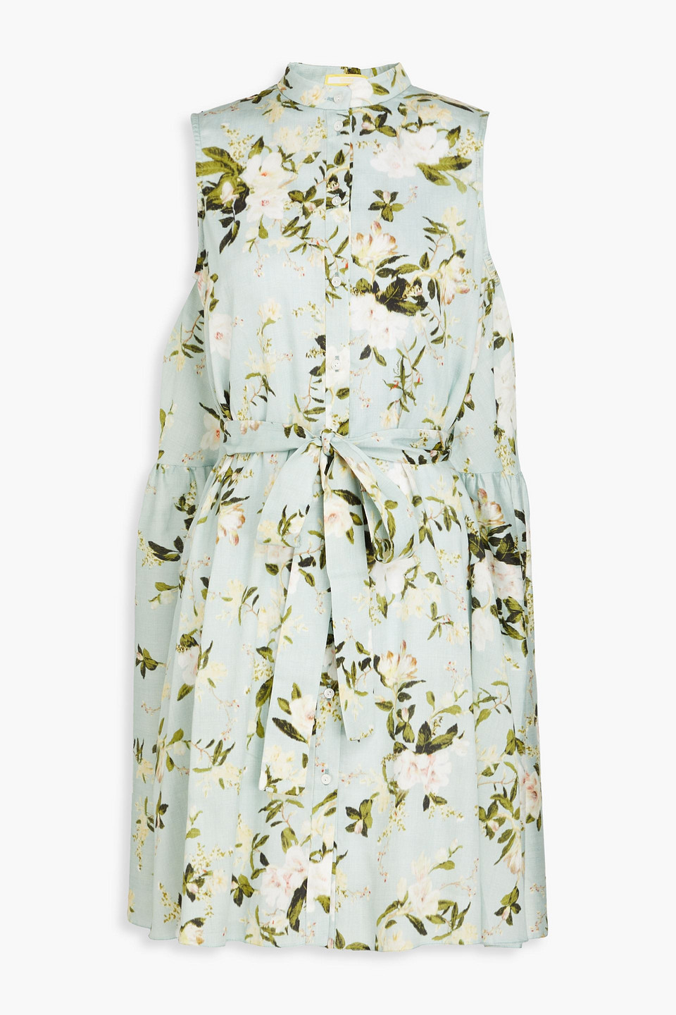 Erdem Soleil Floral-print Cotton-poplin Mini Dress In Mint