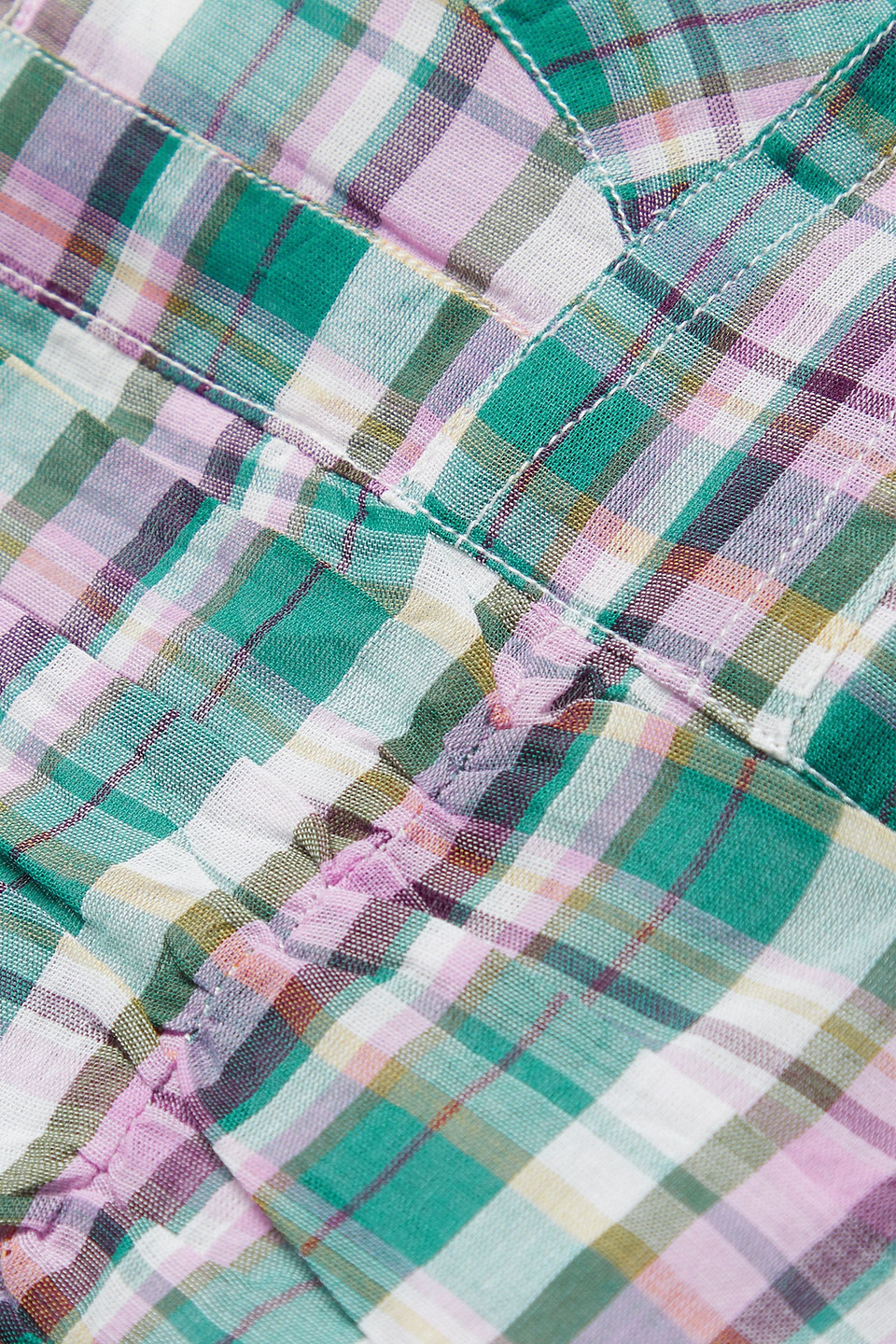 ISABEL MARANT ÉTOILE GALAOR RUCHED CHECKED COTTON-VOILE TOP