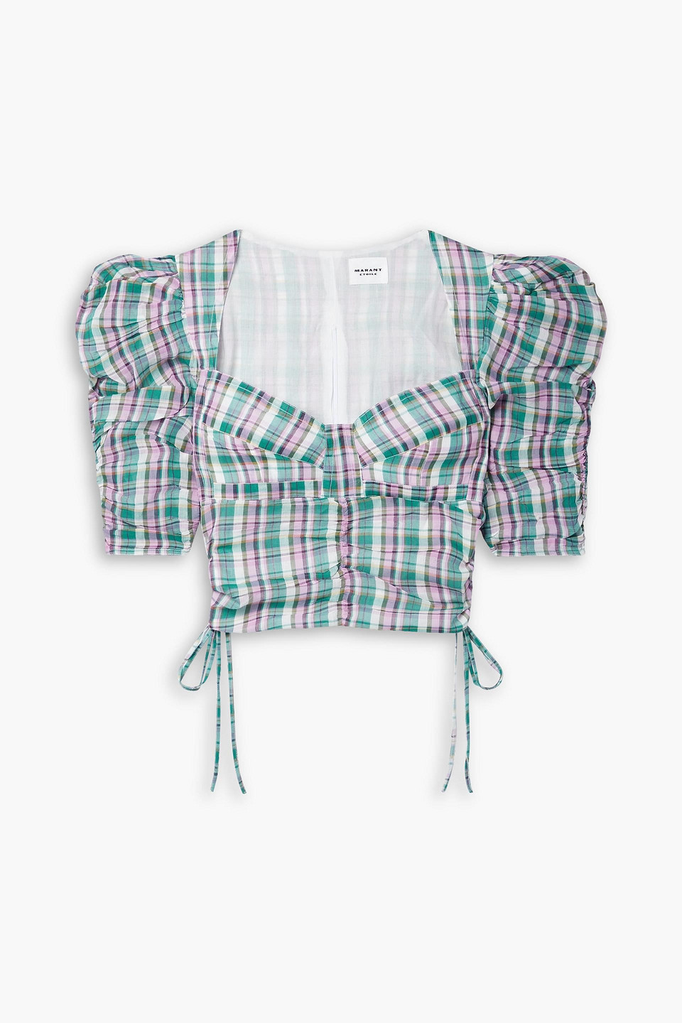 Isabel Marant Étoile Galaor Ruched Checked Cotton-voile Top In Lilac