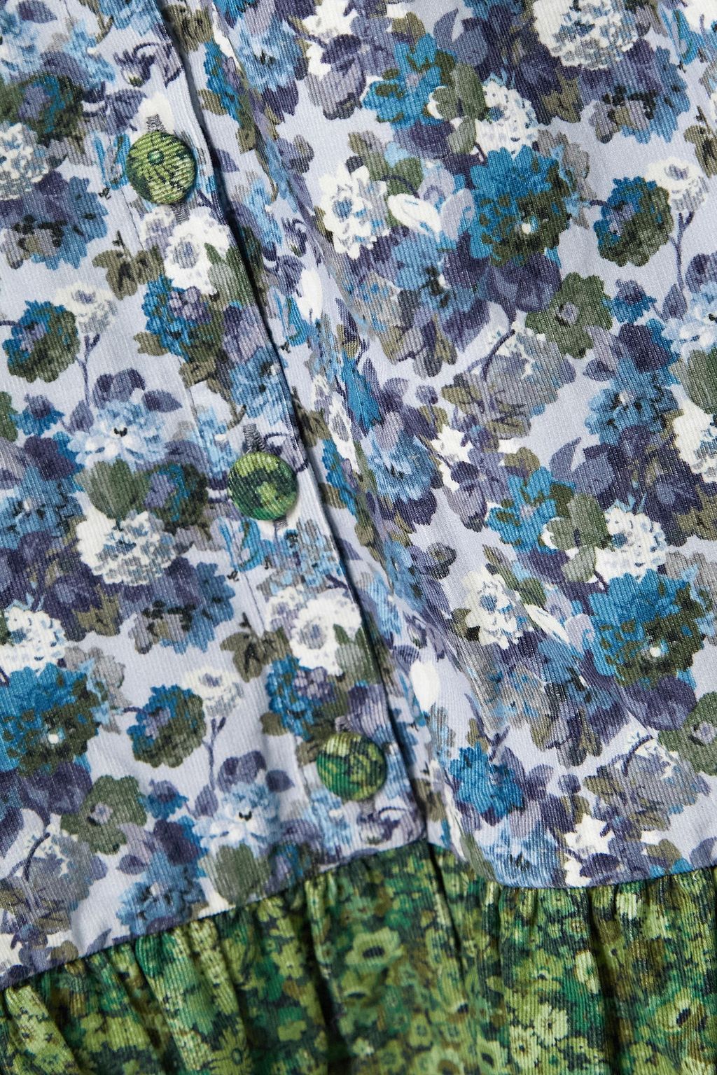 O PIONEERS Tania ruffled floral-print needlecord cotton midi dress