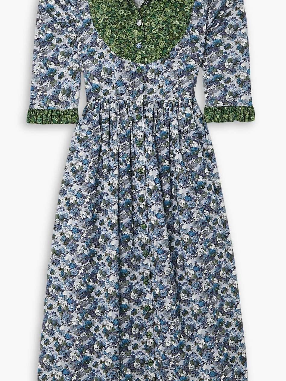 tania ruffled floral-print needlecord cotton midi dress