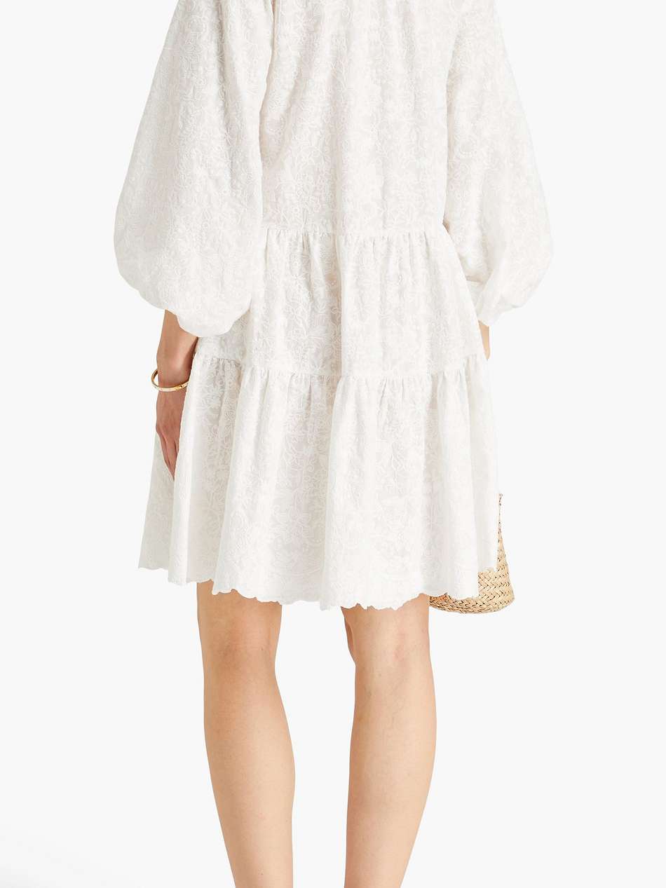 winona tiered embroidered cotton mini shirt dress