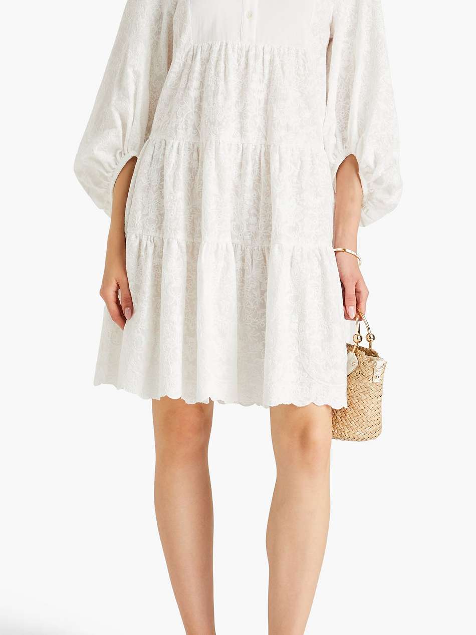 winona tiered embroidered cotton mini shirt dress