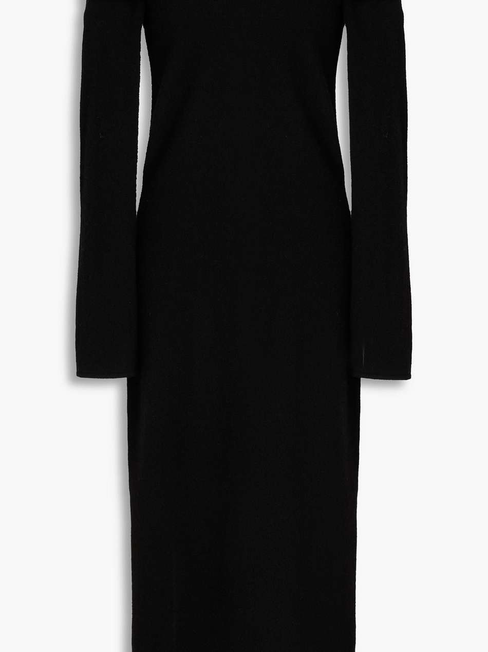off-the-shoulder cashmere midi dress