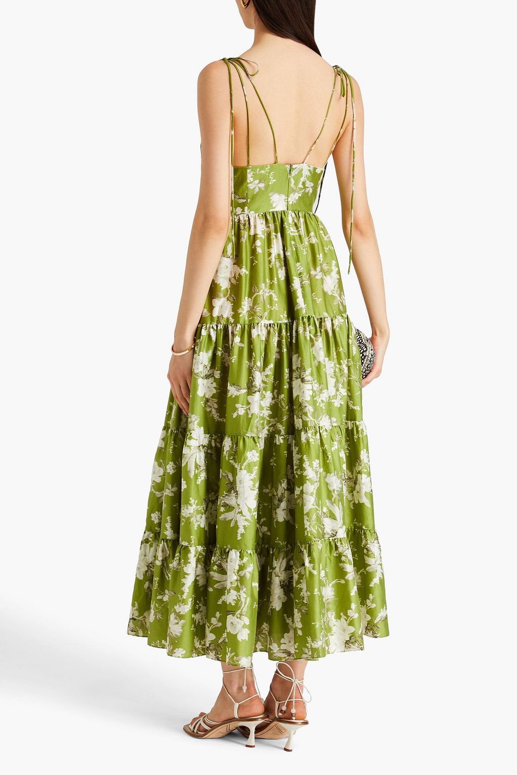 ERDEM Azami tiered floral-print cotton-poplin midi dress