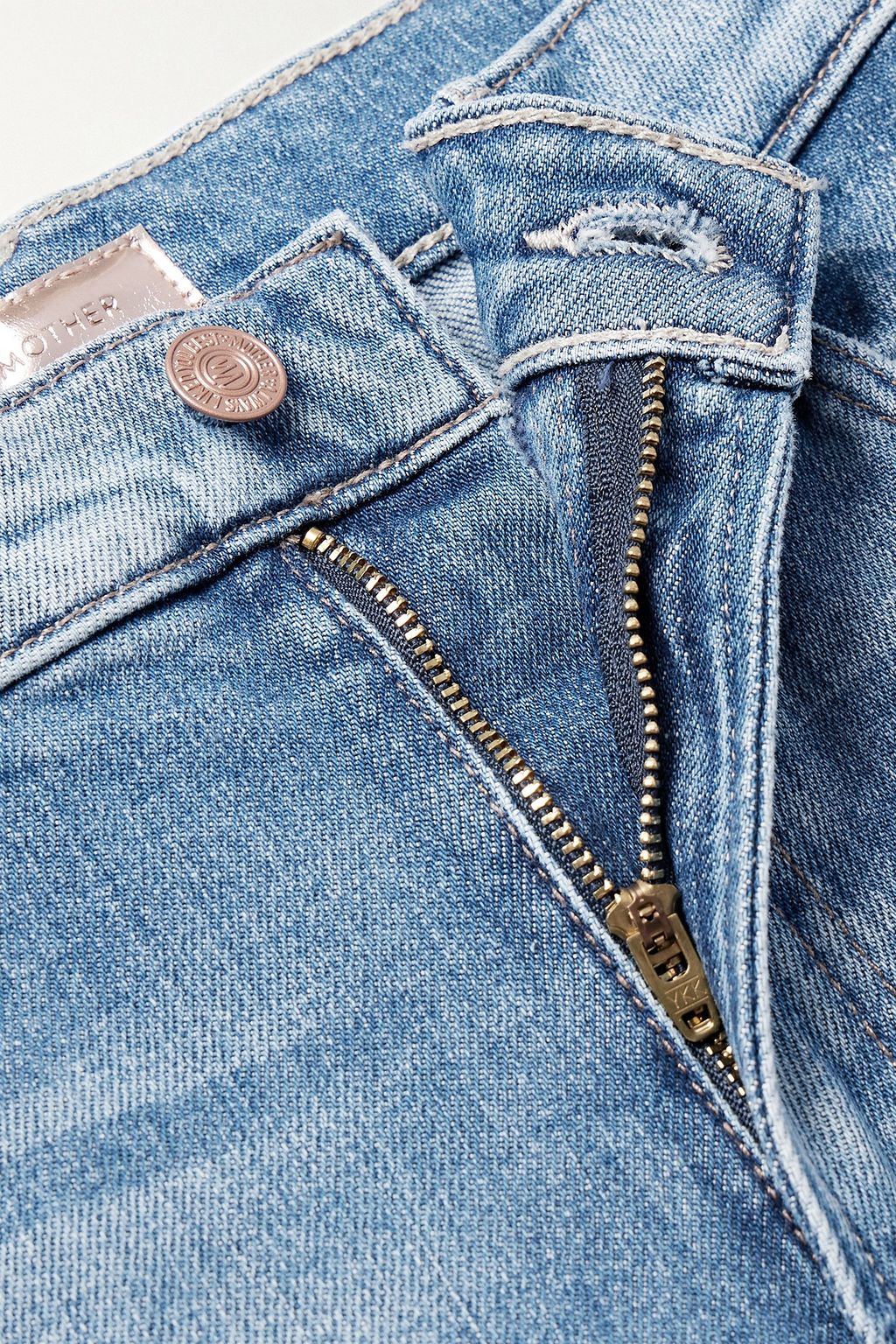 MOTHER The Hustler Roller distressed high-rise flared jeans