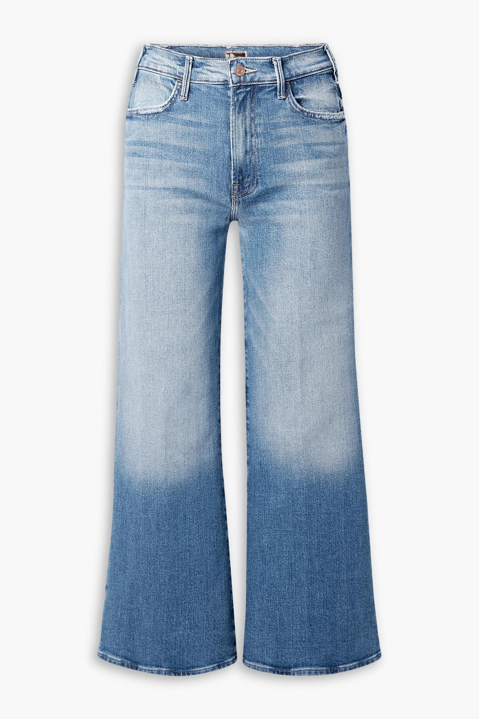 Mother Womens High On The Hog Hustler Roller Ankle Flared-leg Mid-rise Stretch-denim Jeans In Mittelblauer Denim