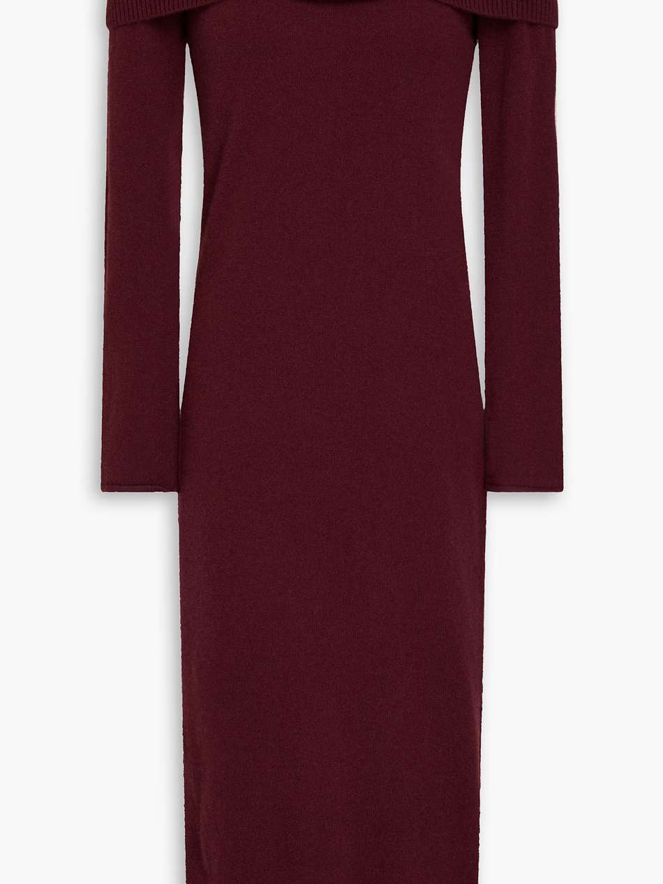 off-the-shoulder cashmere midi dress