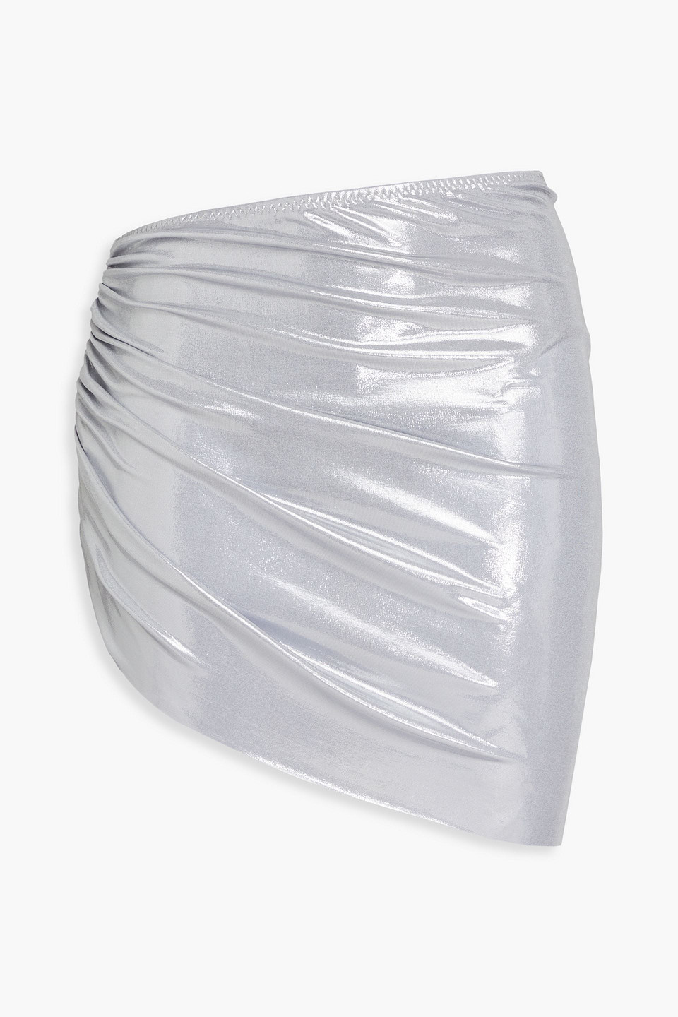 Norma Kamali Diana Metallic Ruched Bikini Briefs In Silver
