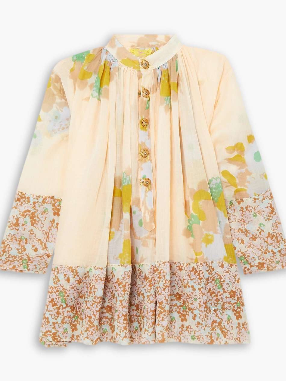 priest floral-print linen mini dress