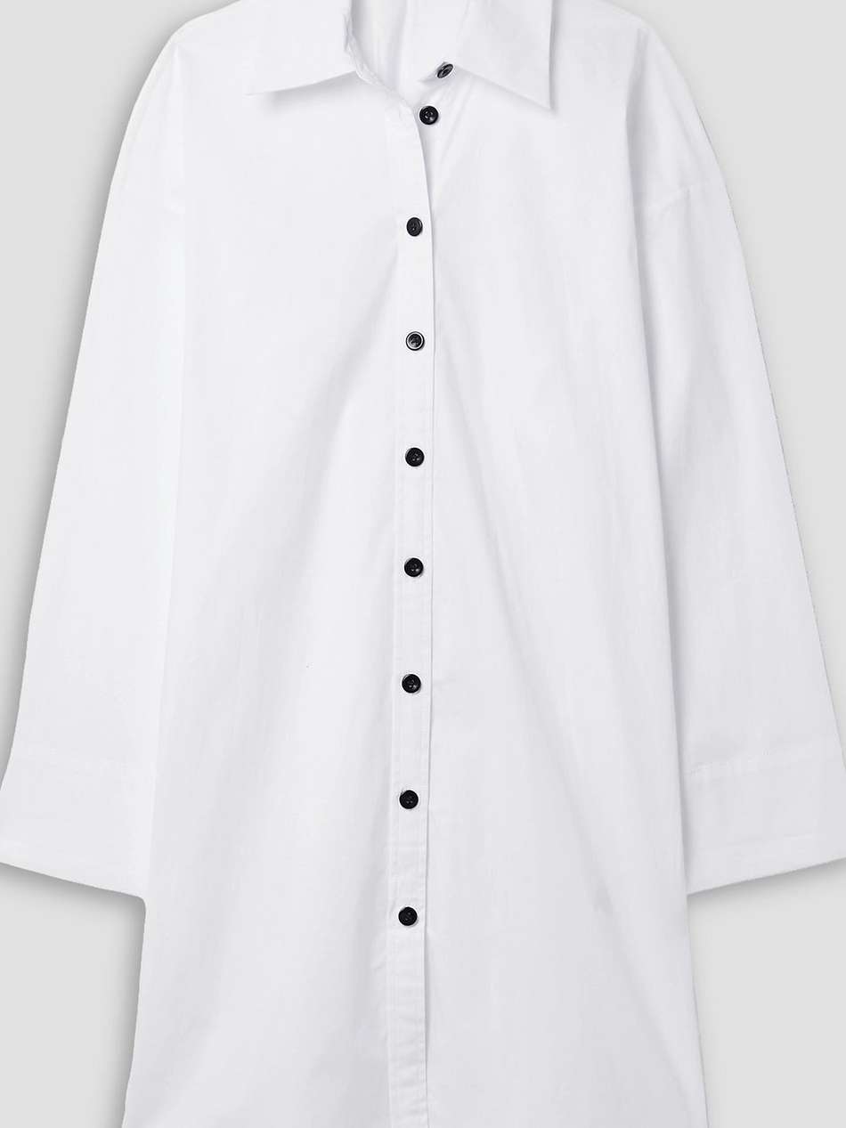 cutout cotton-blend poplin mini shirt dress