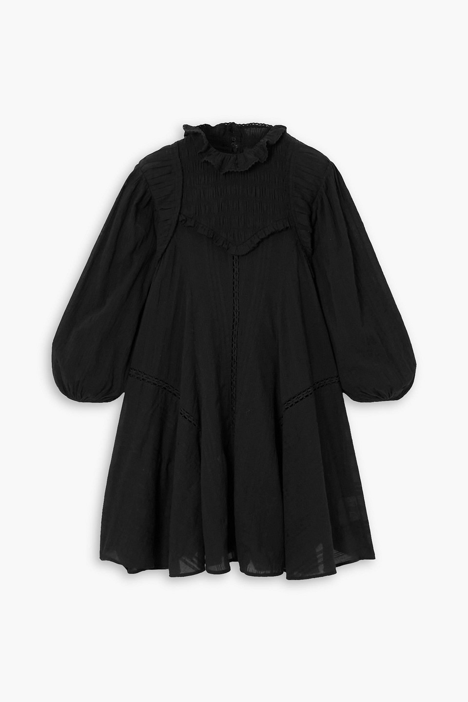Isabel Marant Étoile Isma Crochet-trimmed Cotton-blend Mini Dress In Black