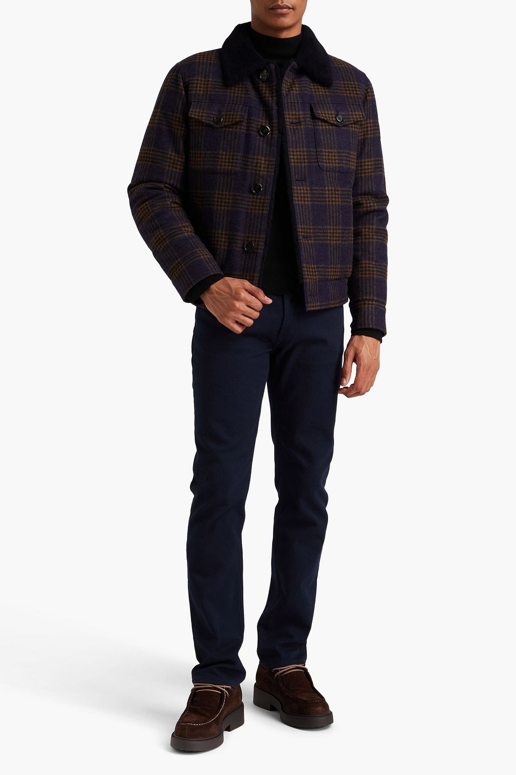 TOD'S Checked wool-felt jacket