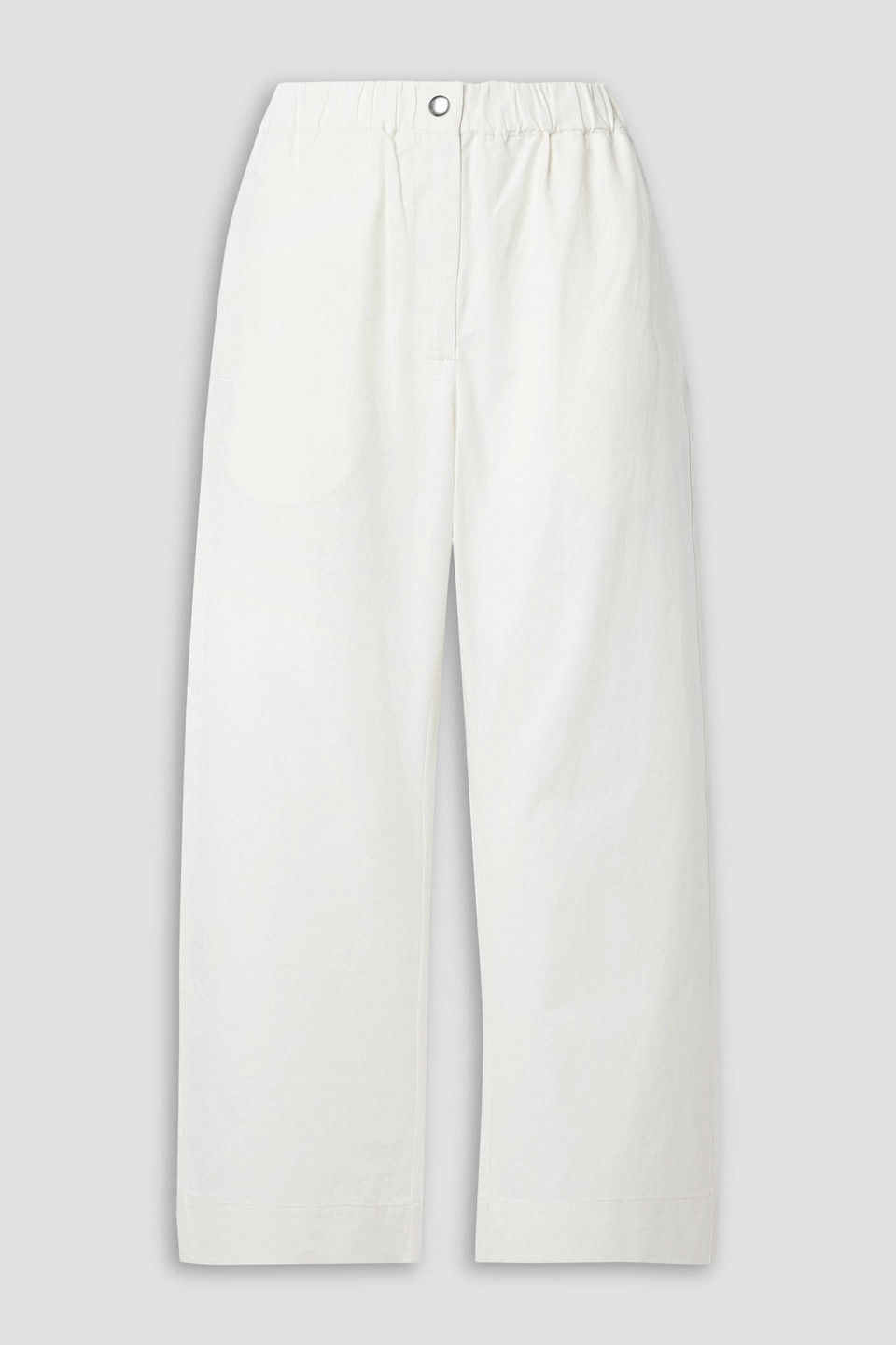 Proenza Schouler Cropped Cotton And Linen-blend Straight-leg Pants In Off-white