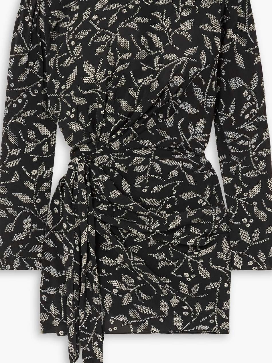dulce draped printed crepe de chine mini dress