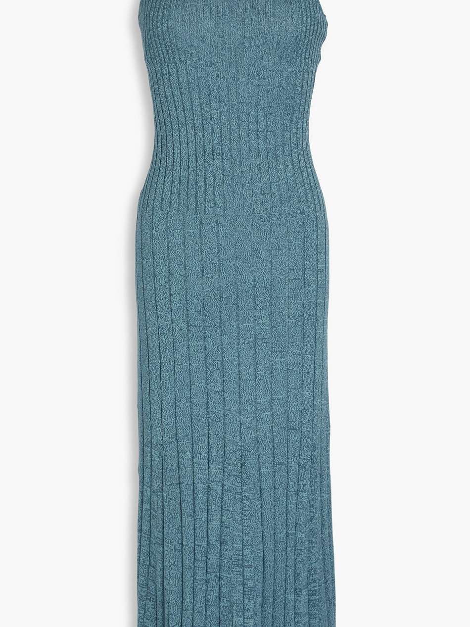 marled ribbed-knit midi dress