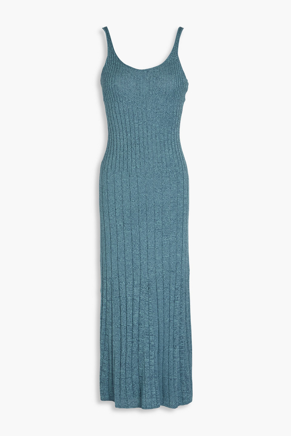 Naadam Marled Ribbed-knit Midi Dress In Storm Blue