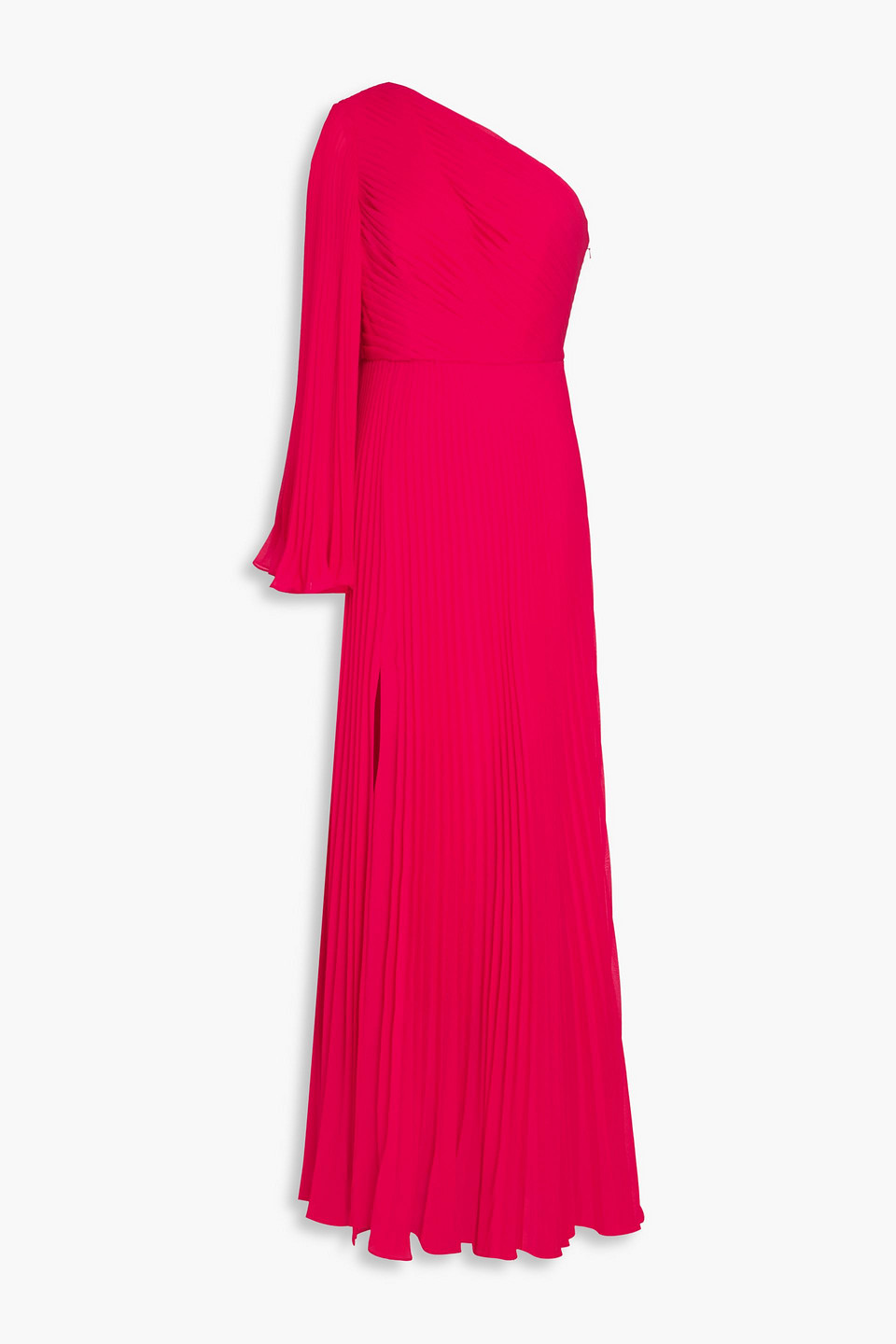 Zac Posen One-shoulder Plissé-crepe Maxi Dress In Red