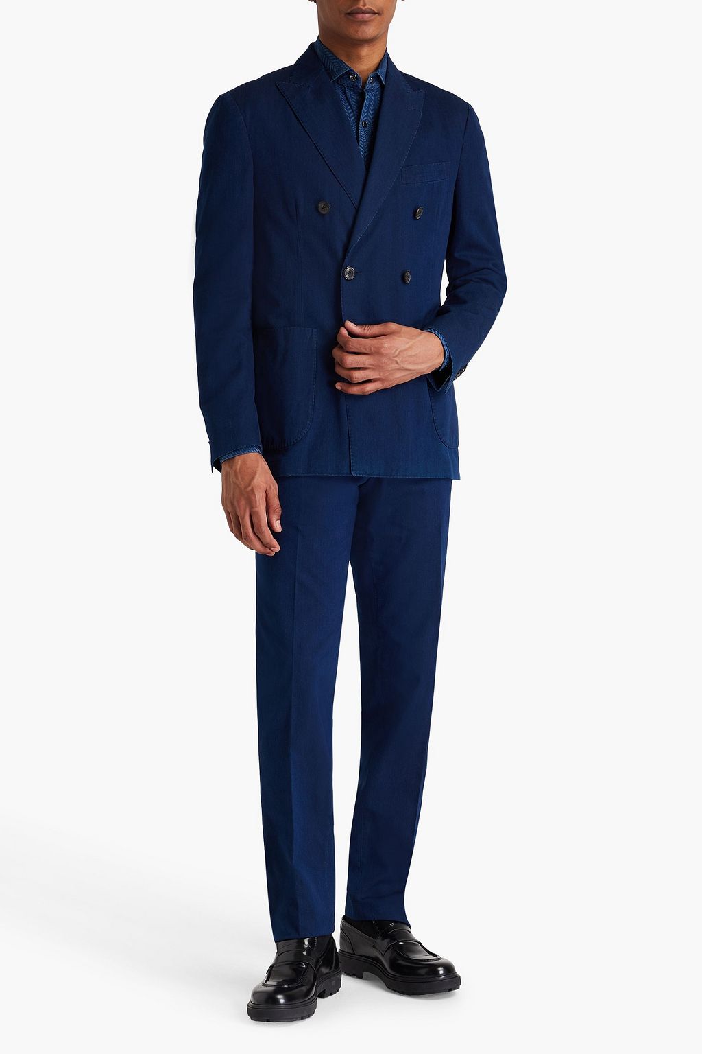 TOD'S Cotton-chambray suit