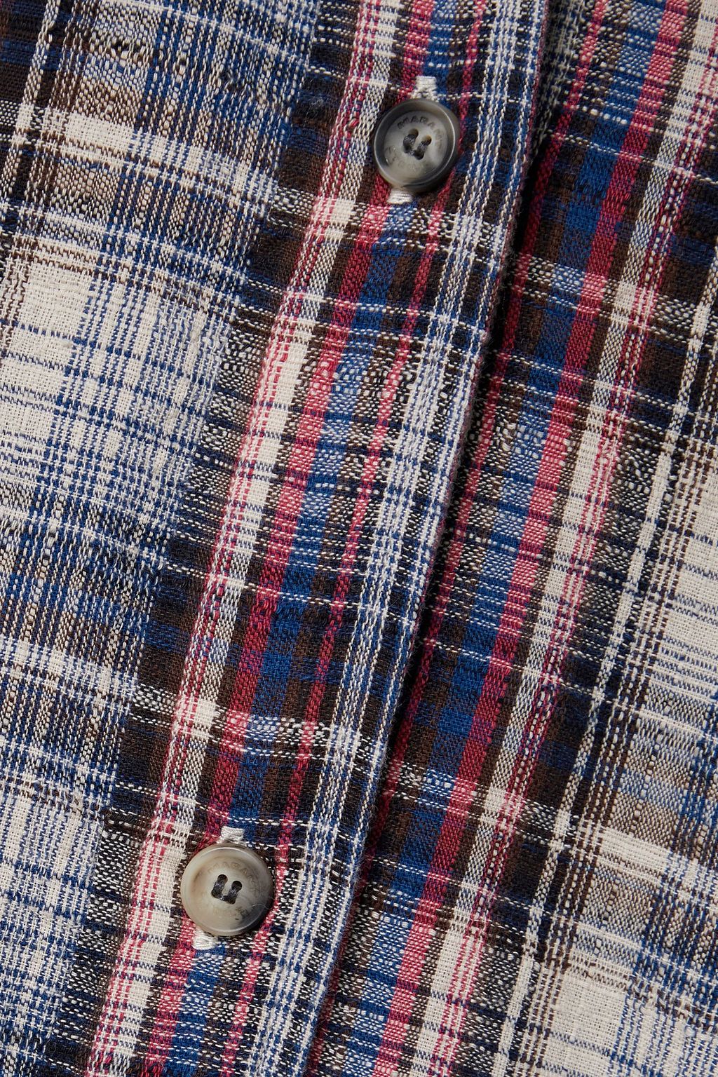 MARANT ÉTOILE Saoli ruffled checked cotton and linen-blend shirt