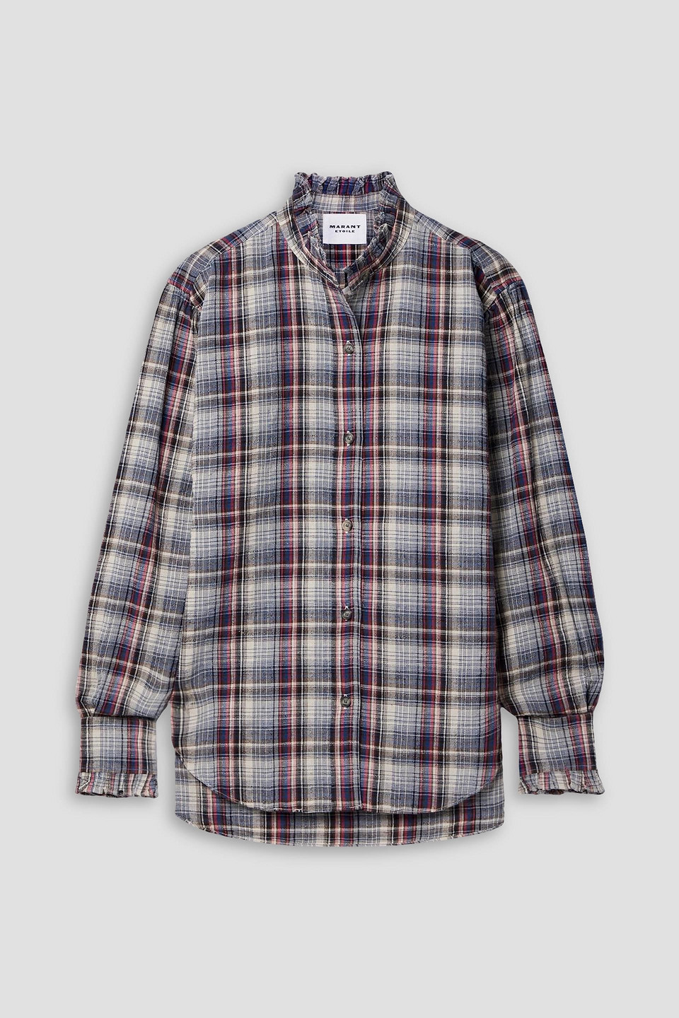 Isabel Marant Étoile Saoli Ruffled Checked Cotton And Linen-blend Shirt In Ecru