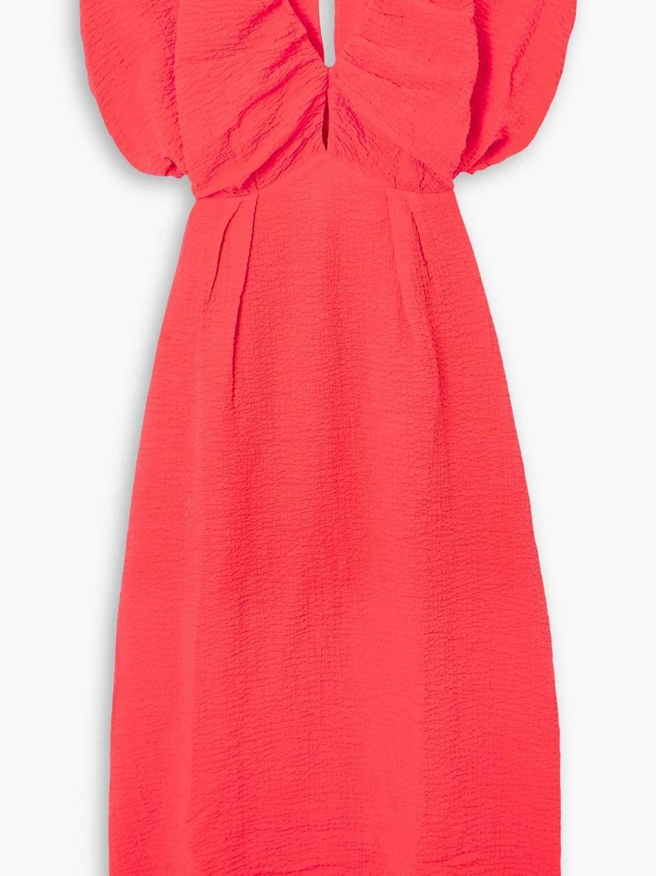 cotton-blend seersucker midi dress