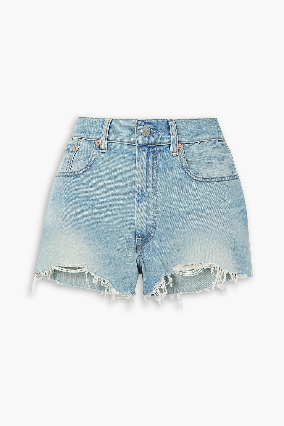 Denimist Distressed Denim Shorts In Hellblauer Denim