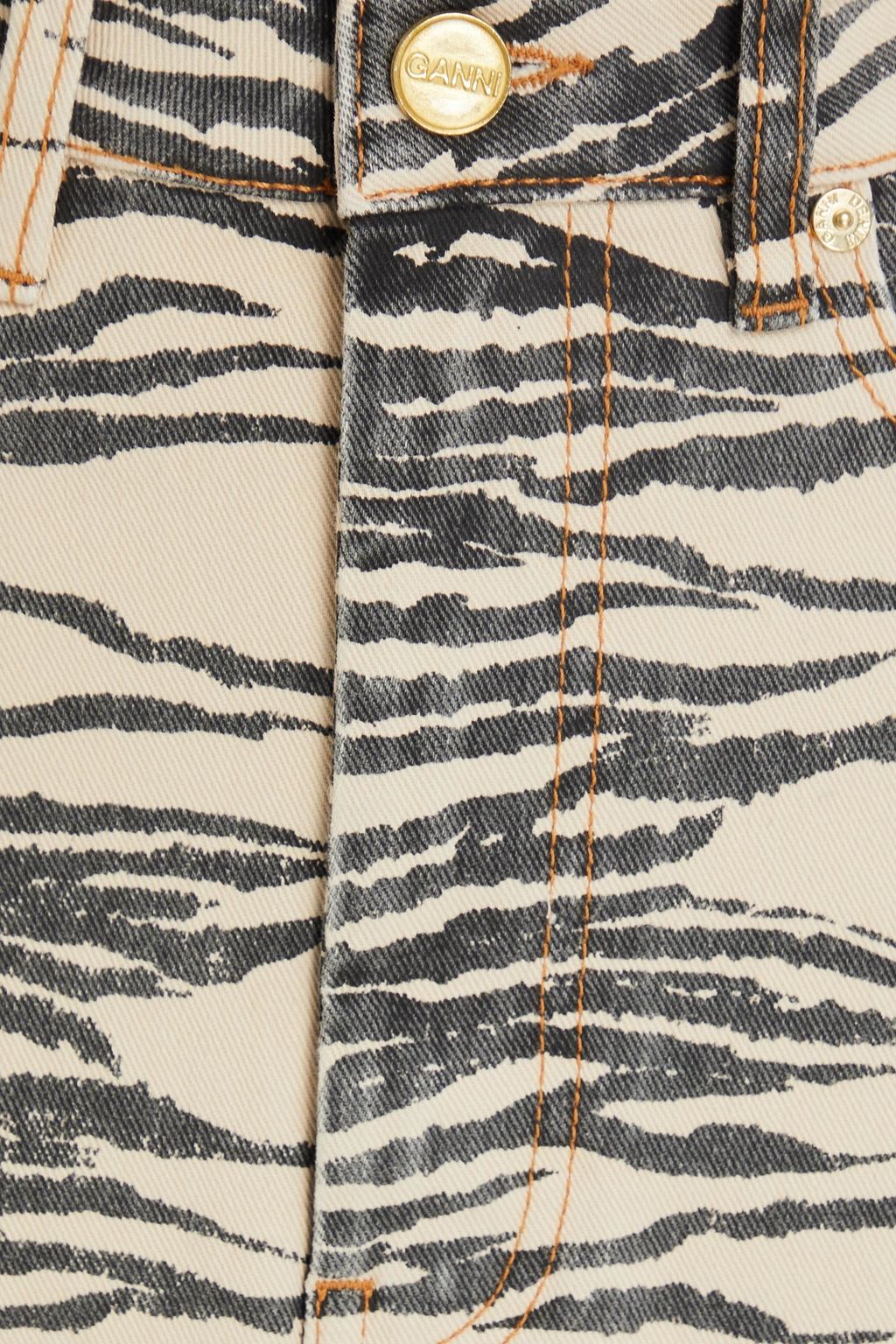 GANNI Tiger-print denim maxi skirt