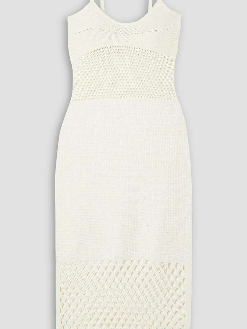 crochet-knit midi dress