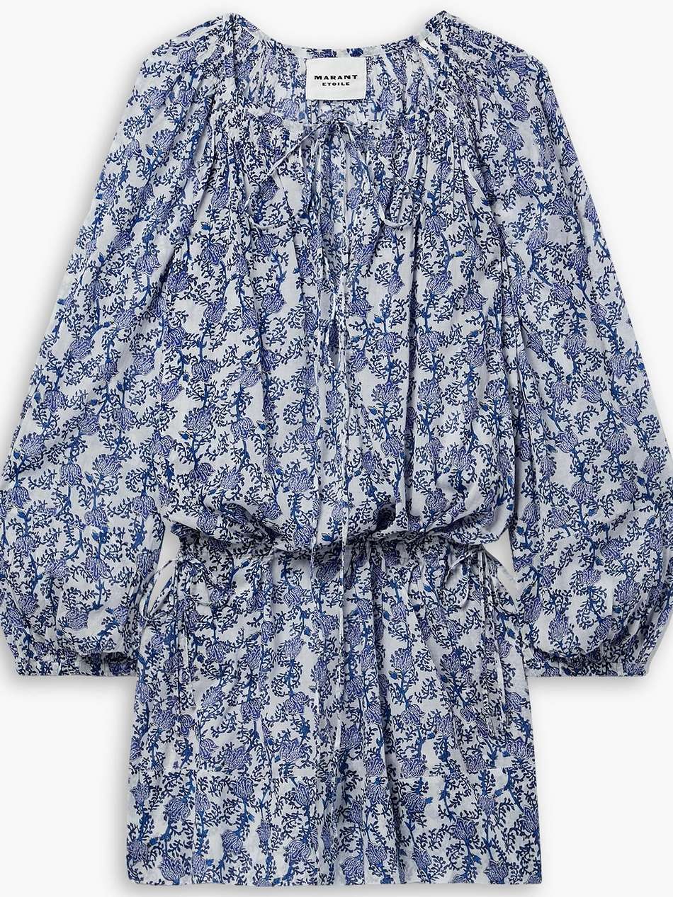 parsley floral-print cotton-voile mini dress