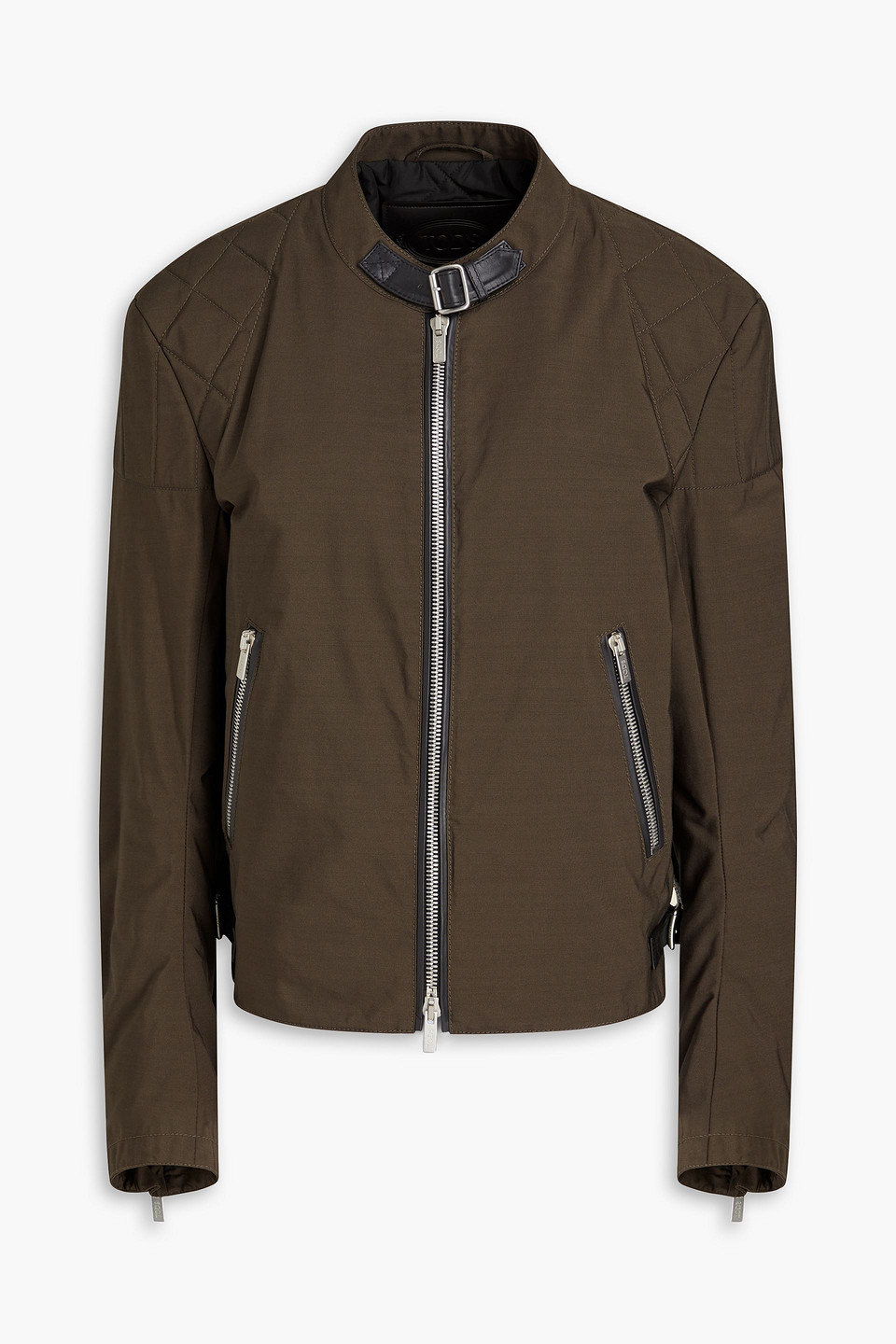 Tod's Shell Biker Jacket In Green