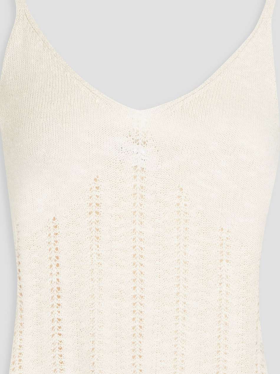pointelle-knit cotton, linen and silk-blend tank