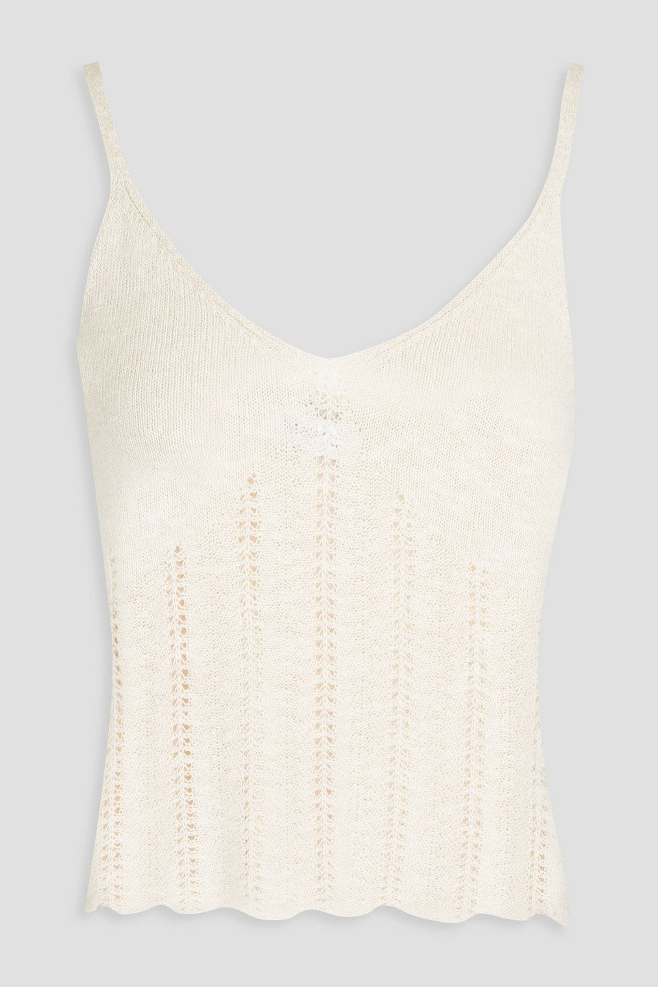 Pointelle-knit cotton, linen and silk-blend tank