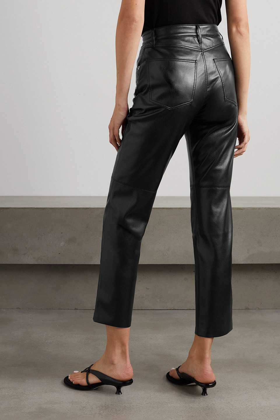 Nanushka Vinni Cropped Okobor Straight-leg Pants In Black