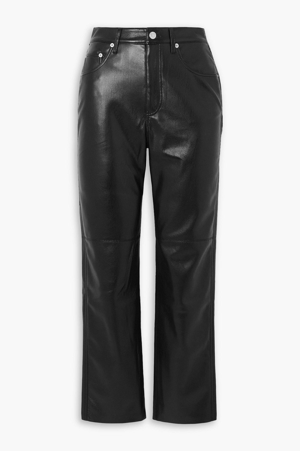 Nanushka Vinni Cropped Okobor Straight-leg Pants In Black