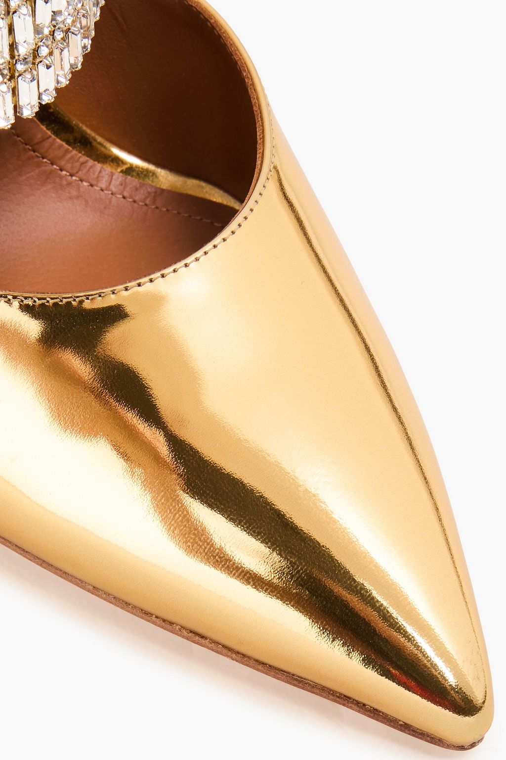 MALONE SOULIERS Jolie 90 embellished mirrored-leather mules