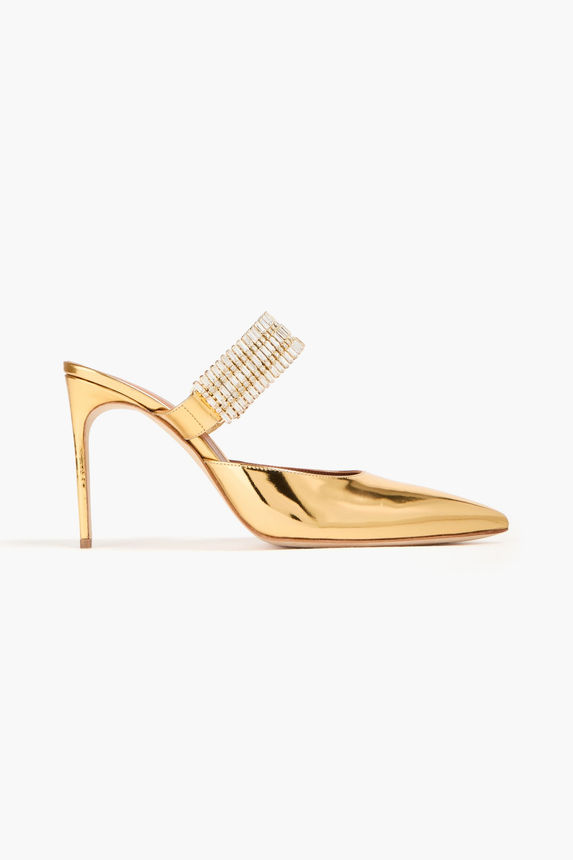 Malone Souliers Jolie 90 embellished mirrored-leather mules