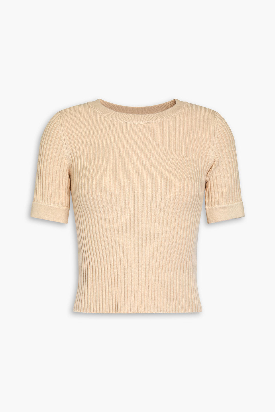 Naadam Ribbed Silk And Cashmere-blend Top In Beige